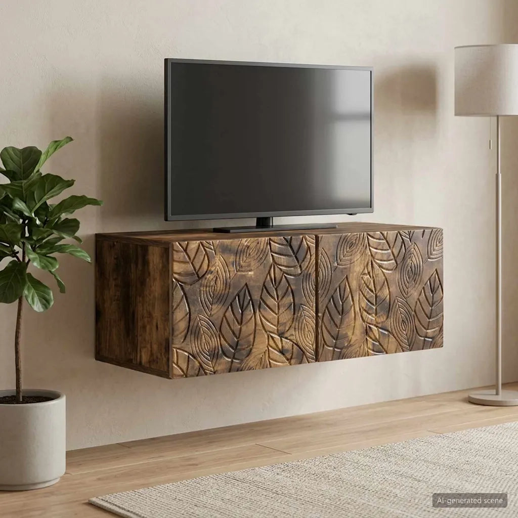 Mobile Porta TV da Muro 78,5 x 31 cm Rovere Fumo 898890