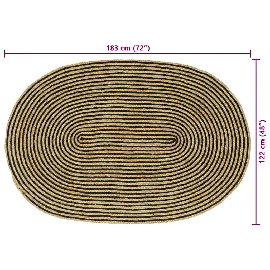 Tappeti per area Naturale e Nero 122 x 183 cm Juta