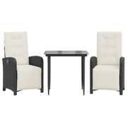 Set da Bistr¨° 3 pz | Set Salotto da Giardino con Cuscini Nero in Polyrattan