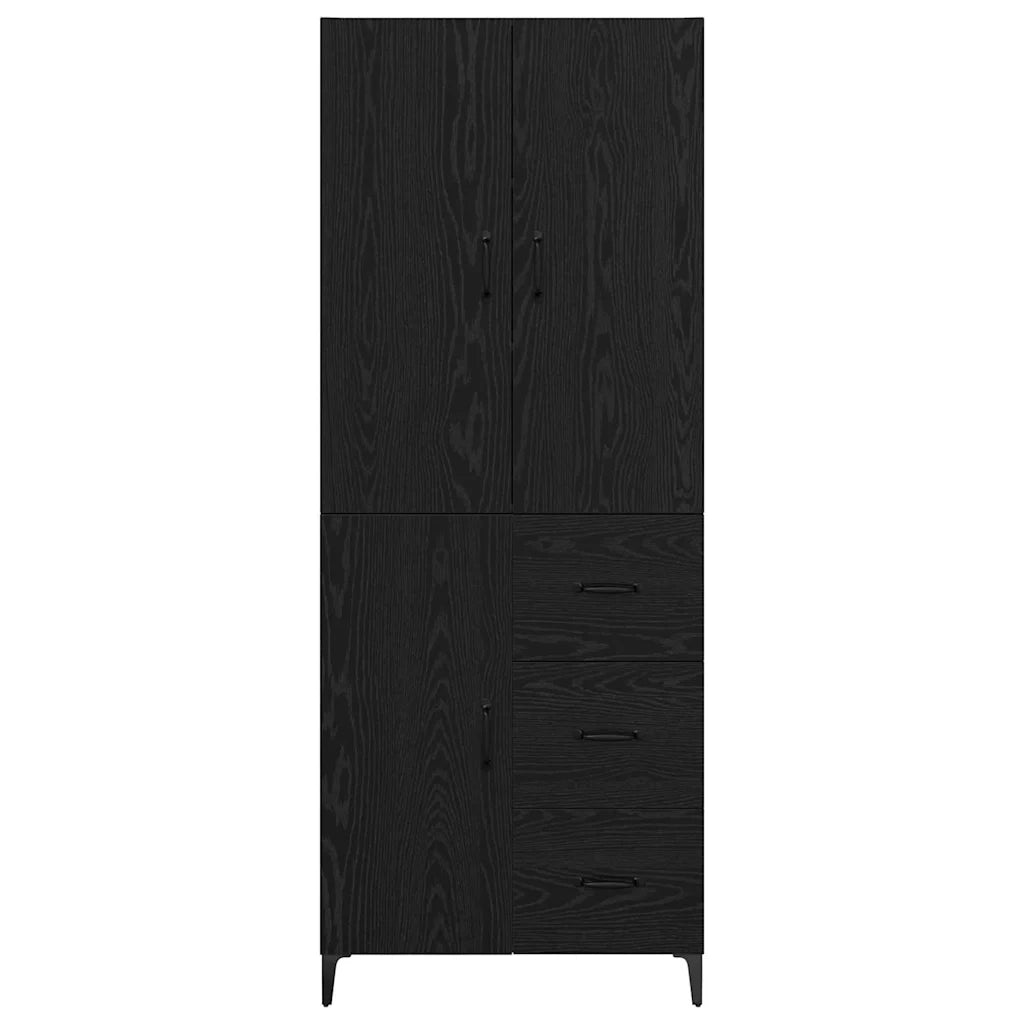 Credenza-Buffet-Armadio da cucina Rovere Nero 69,5 x 34 x 180 cm Legno multistrato 761171
