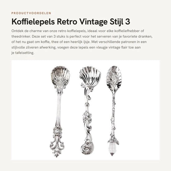 Set di cucchiai per caffè 3 pezzi - Stile retro/vintage - Cucchiaio a zigrinatura - Resistenti al lavastoviglie - Cucchiai per ghiaccio - Facili da pulire - Cucchiai da tè