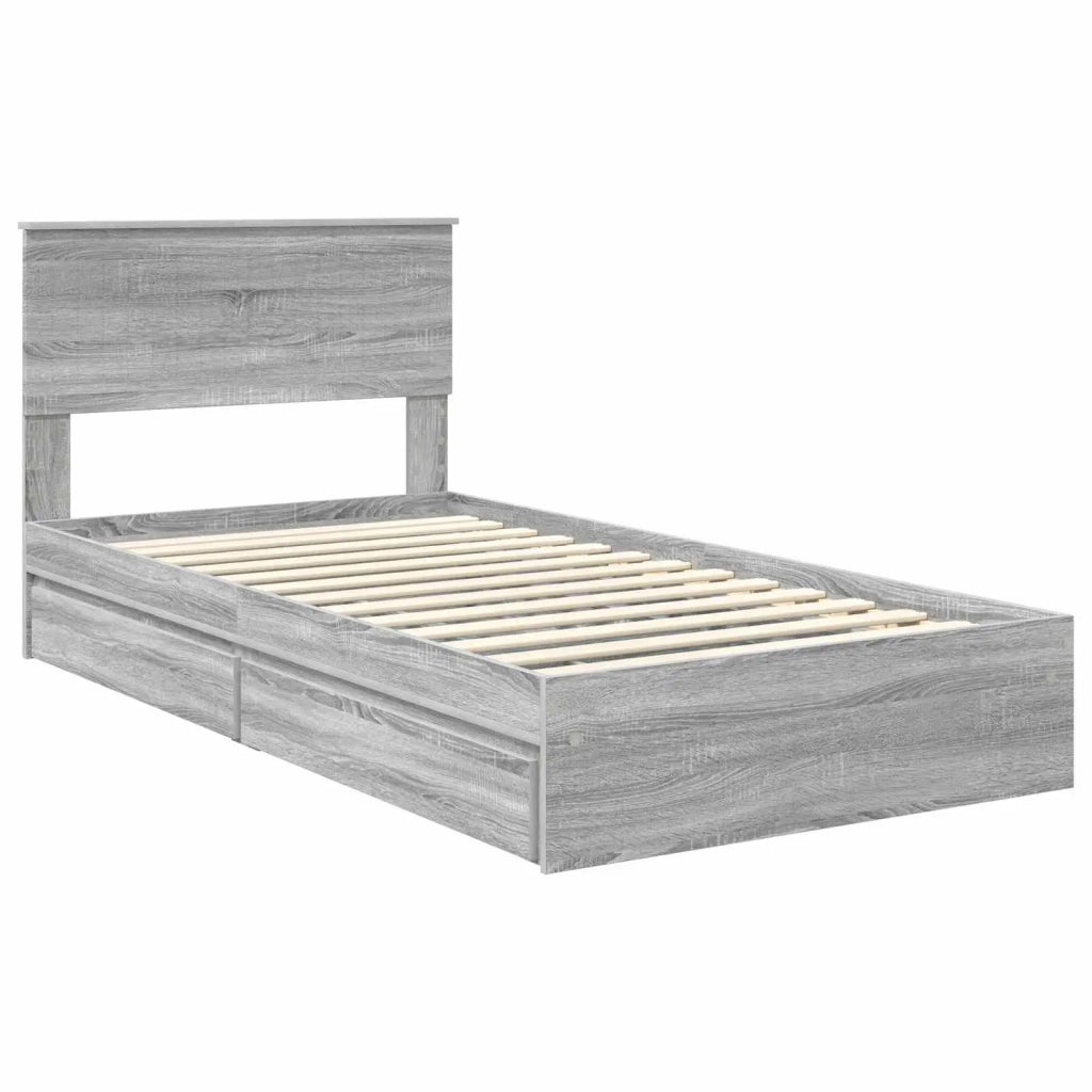 Letto con Contenitore con testiera Grigio Sonoma 100 x 200 cm 3410831