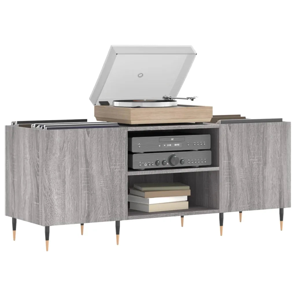 Mobile Porta Dischi Grigio Sonoma 121x38x48cm Legno Multistrato 831674