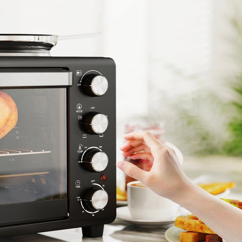 Mini Forno Elettrico 28 L 2600 W con 2 Piastre; 3 Modalità; Temperatura 100-230°C e Timer 60 Min