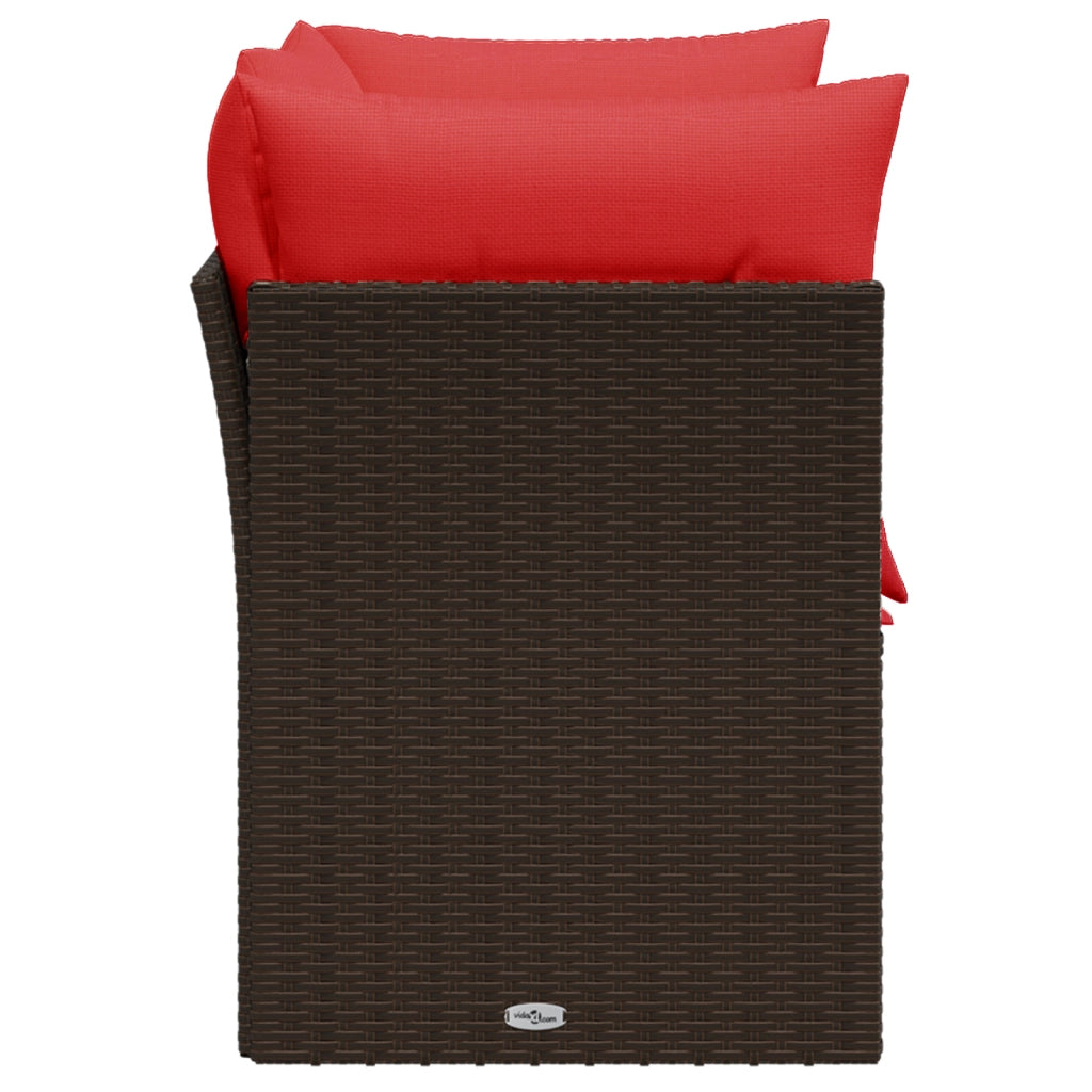 Divano da giardino con cuscini a 2 posti marrone in polyrattan