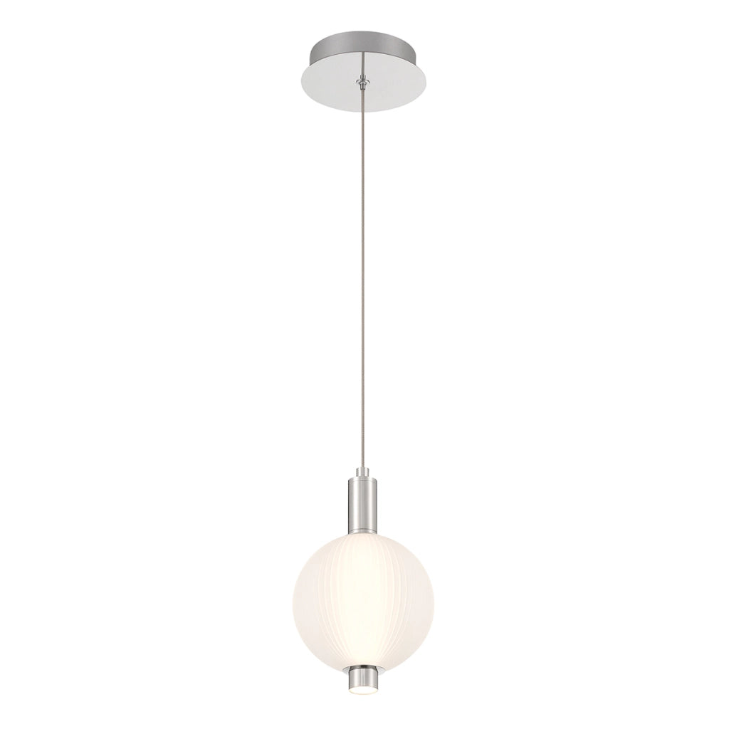Sospensione Quintiesse Palmas sfera bianca nichel LED 12W