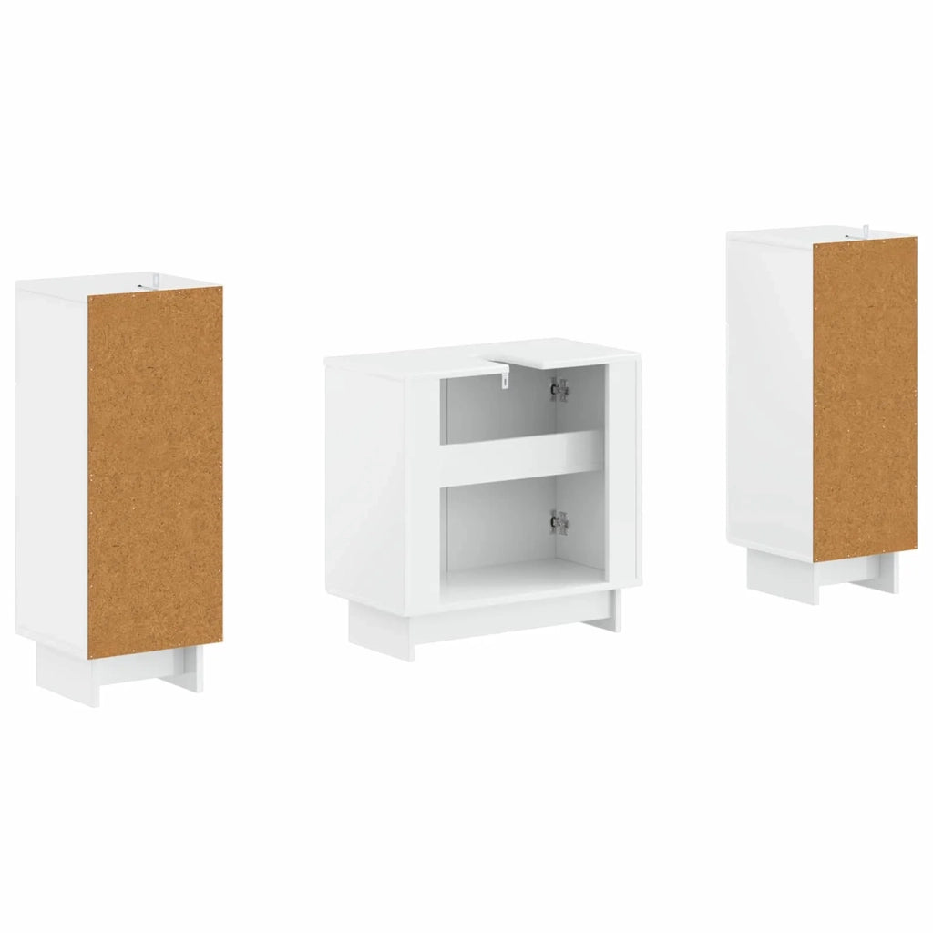 Set di Armadi da Bagno da 2 Pezzi EDE Bianco Lucido 3417985