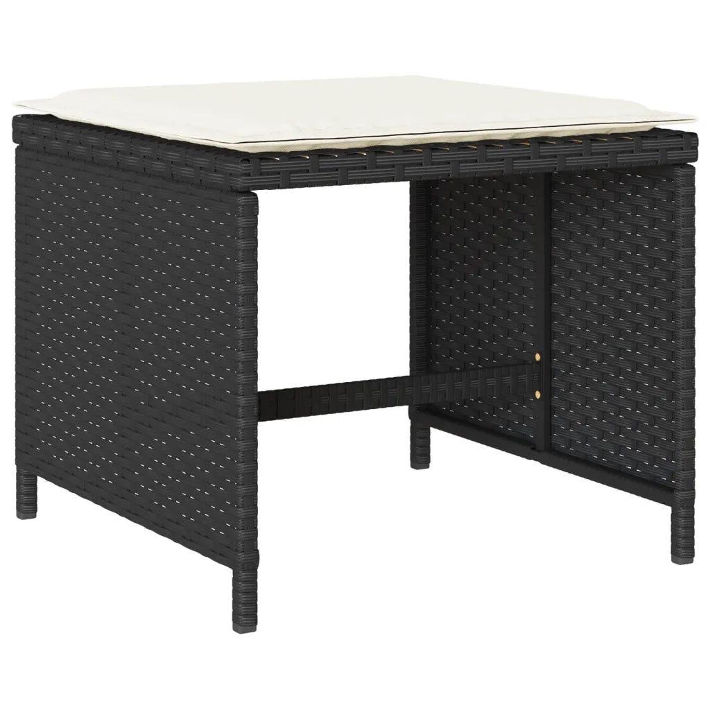 Set da Pranzo da Giardino 9 pz con Cuscini Nero in Polyrattan 3277730