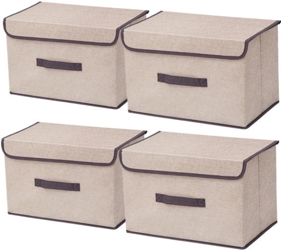 Cassa di archiviazione pieghevole 4 pezzi - con coperchio - spaziale - organizzatore di armadio - protezione contro la polvere - contenitori di archiviazione