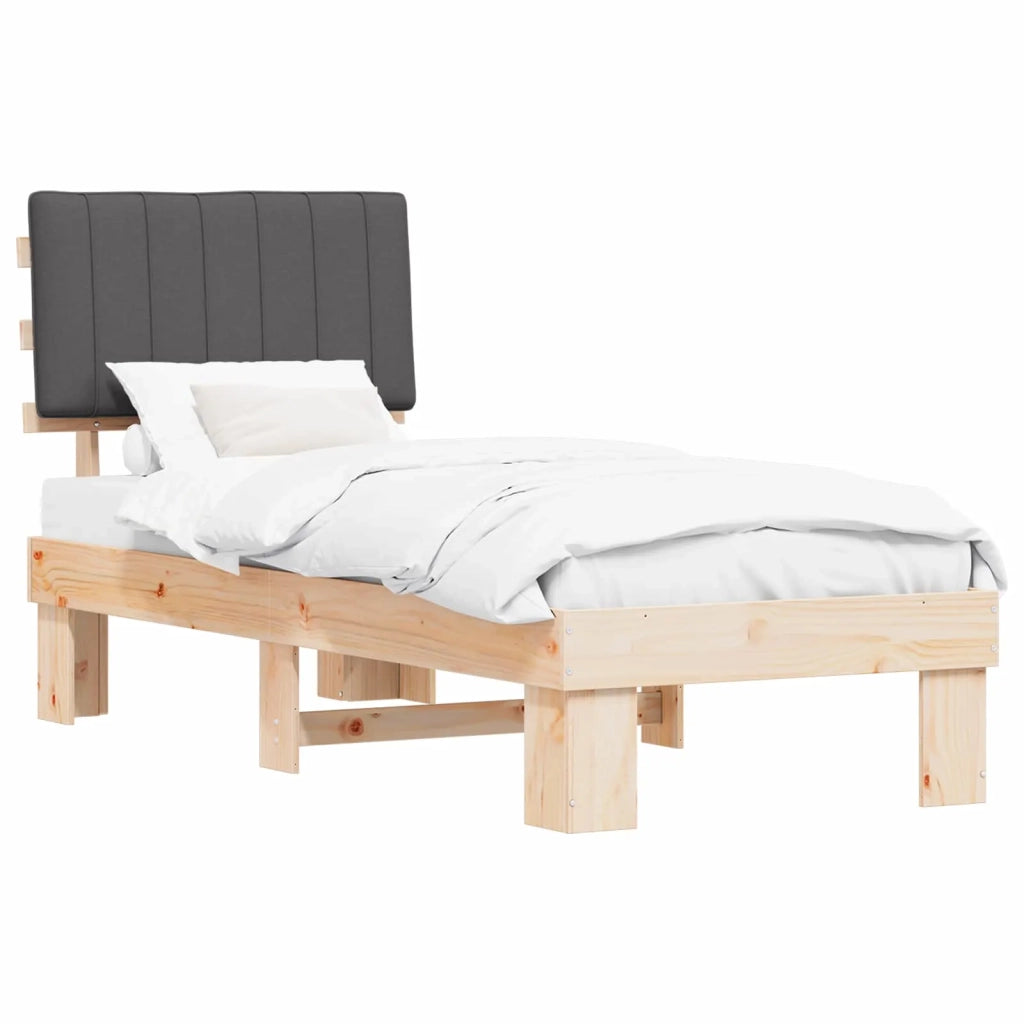 Letto con Testiera Rivestita Grigio scuro 80 x 200 cm