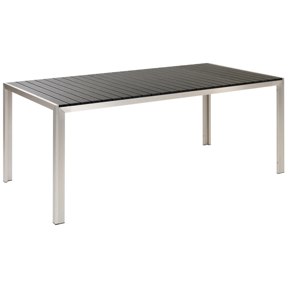 Set da Pranzo da Giardino Tavolo Rettangolare 2 Panche Telaio Alluminio anodizzato nero esterno terrazzo