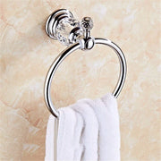 Trade Shop - Supporto Porta Asciugamano Anello Cristallo  52825 15x11cm Muro Parete Bagno -