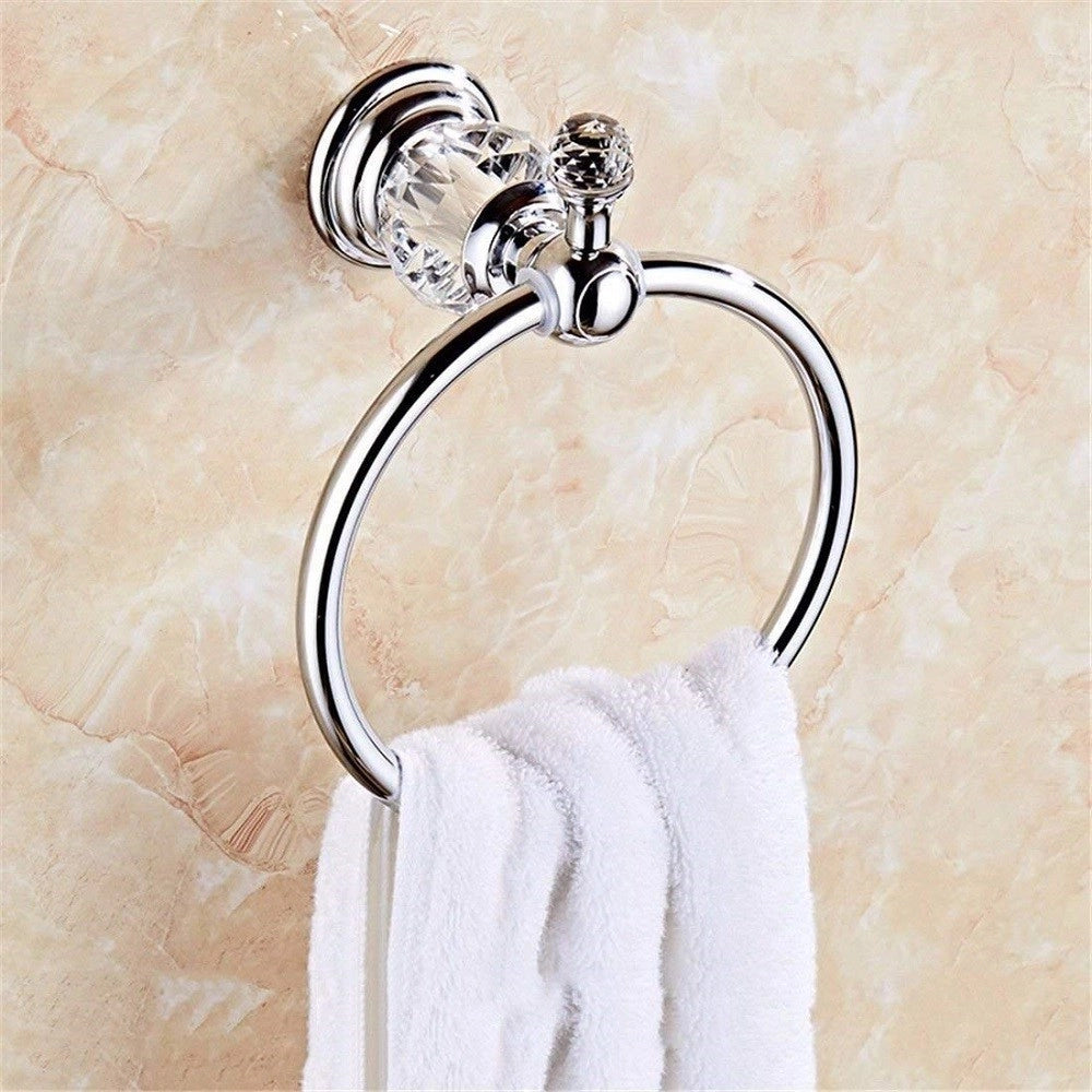 Trade Shop - Supporto Porta Asciugamano Anello Cristallo  52825 15x11cm Muro Parete Bagno -