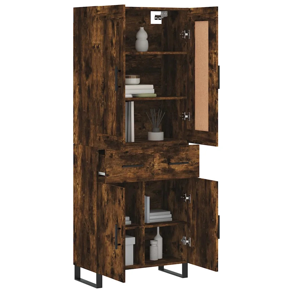 vidaXL Credenza Rovere Fumo  69,5x34x180 cm in Legno Multistrato