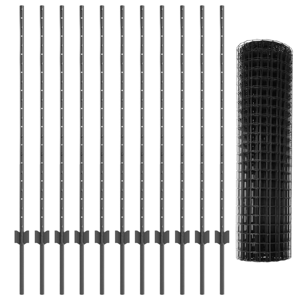Recinto Euro con 22 Post Grey 1,2x25 m Acciaio