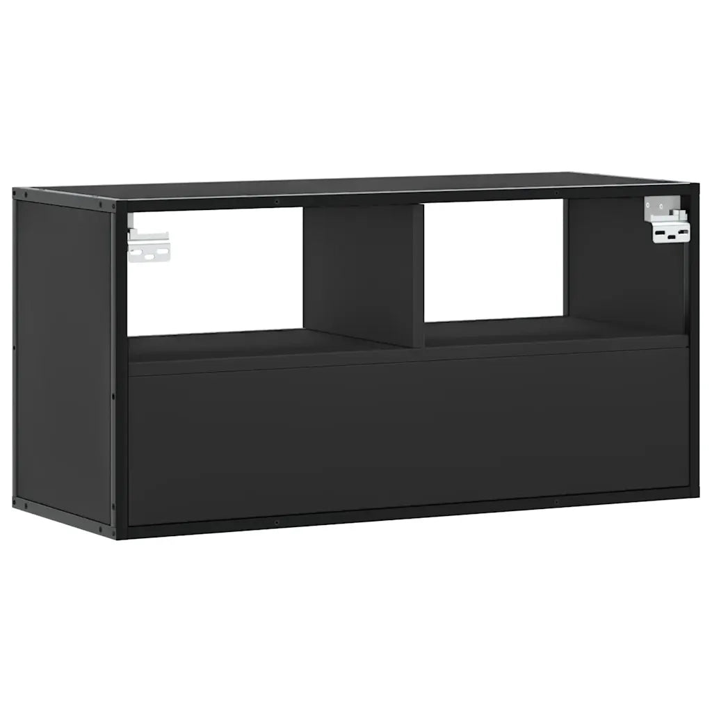 Mobile TV-Credenza per TV-Console TV Nero 80x31x39,5 cm in Truciolato e Metallo 553368