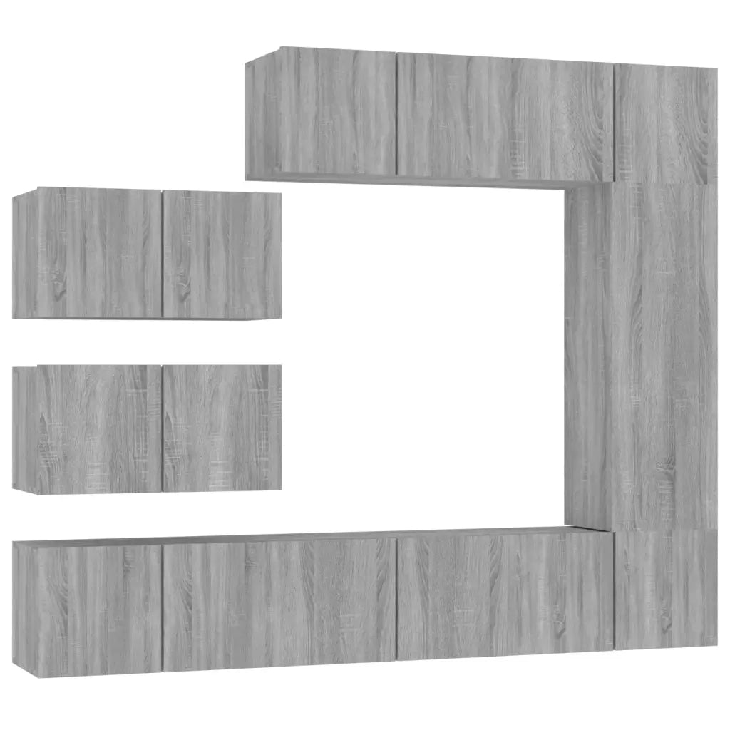 Set Mobili Porta TV 8pz Grigio Sonoma in Legno Multistrato 3120294