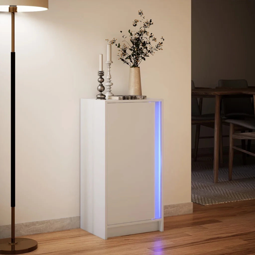 Credenza con LED-Buffet-Armadio da cucina Bianca 42,5x34x85 cm in Legno Multistrato