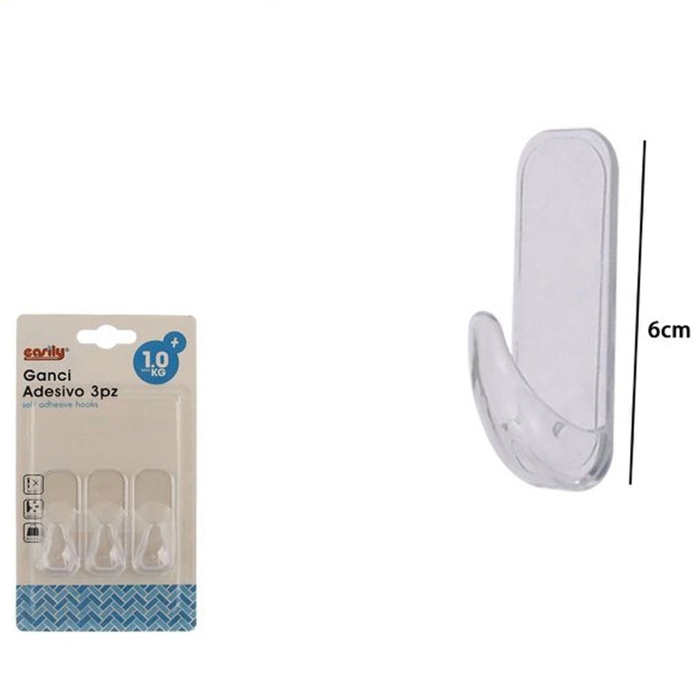 Trade Shop - Set 3 Pz Ganci Appendini Da Parete Adesive Casa Cucina Bagno Attaccapanni 87005 -