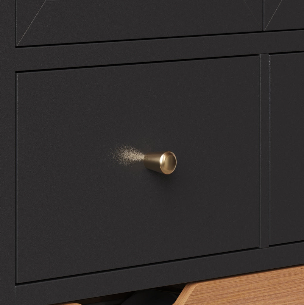 Credenza da cucina 80x40x140 cm con ampio spazio contenitivo in MDF e metallo nera