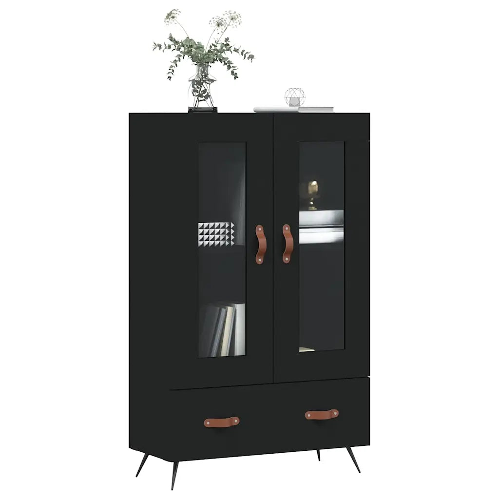 Credenza-Buffet-Armadio da cucina Nera 69,5x31x115 cm in Legno Multistrato