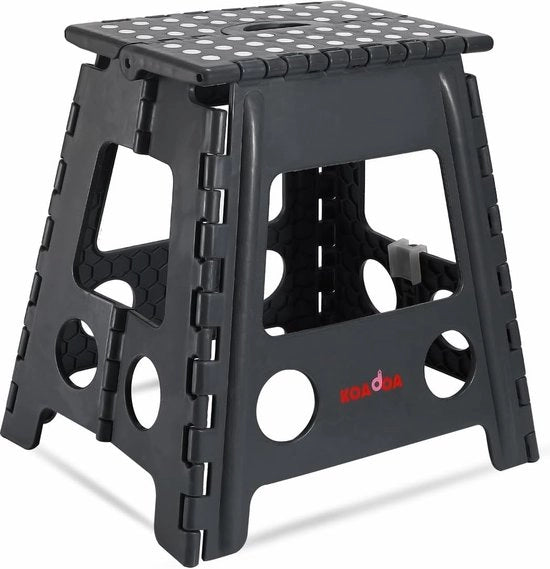 Sedia da scale pieghevole, 39 cm, 150 kg, altezza, antiscivolo, leggera, sedia da scale pieghevole per cucina, bagno, camera da letto (grigio scuro)