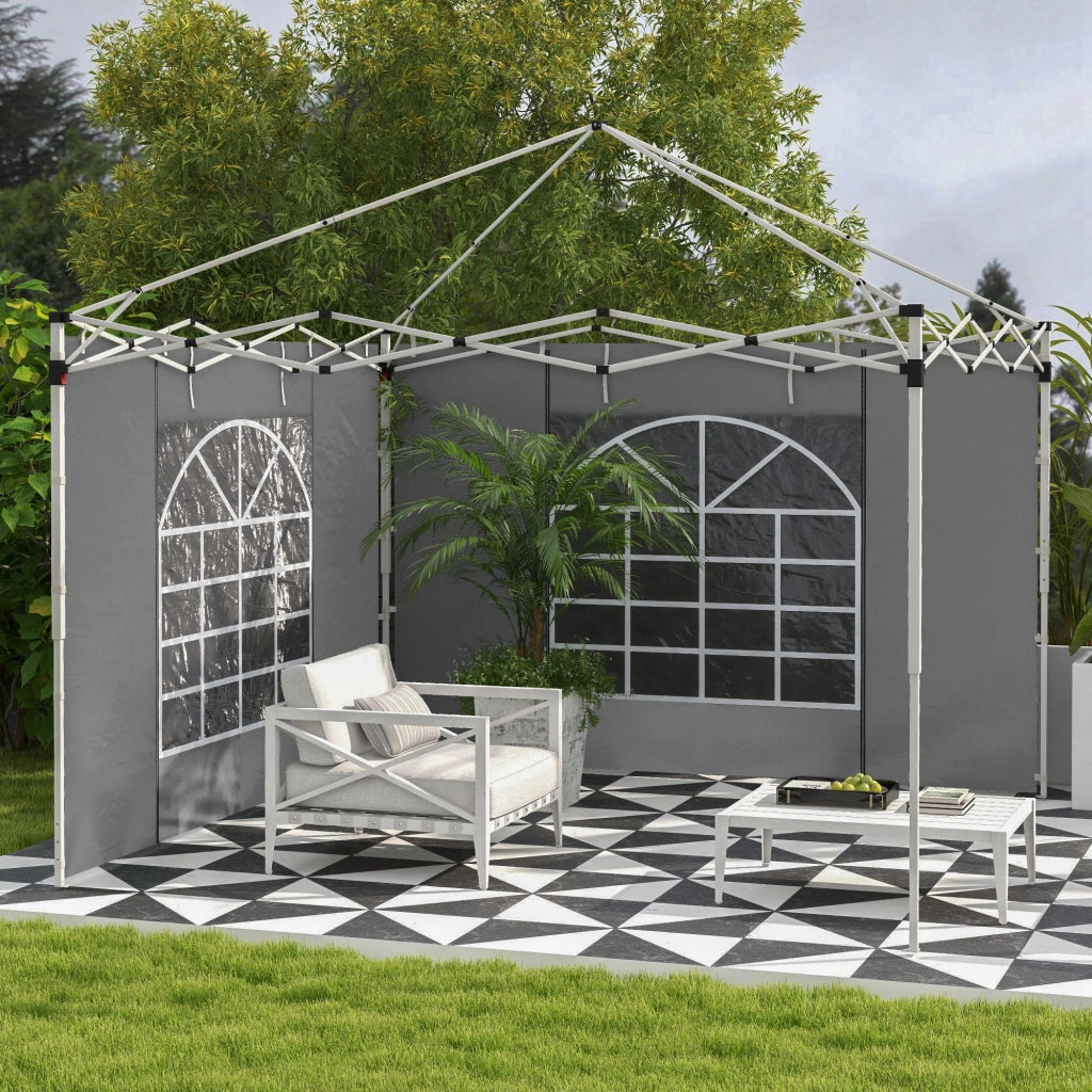 Pannelli Laterali per Gazebo 300x200 cm con Finestra e Porta ¨C zephmum ¨C Grigio