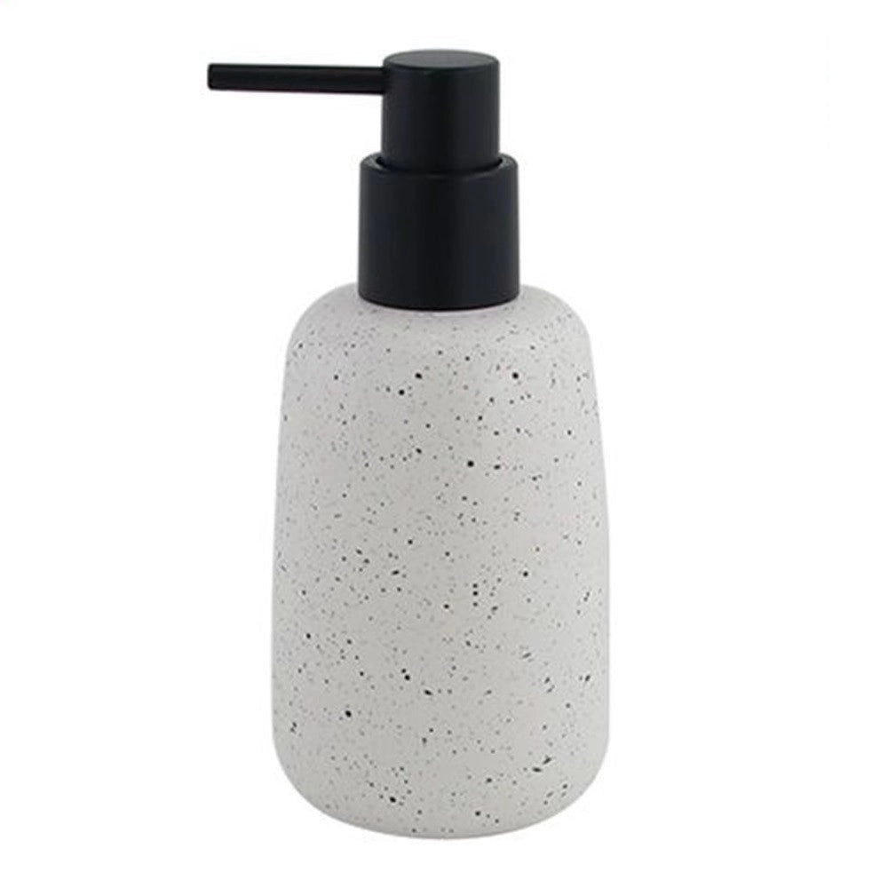 Trade Shop - Dispenser Porta Sapone Liquido In Ceramica Bianco Effetto Pietra Granito Bagno 87805 -