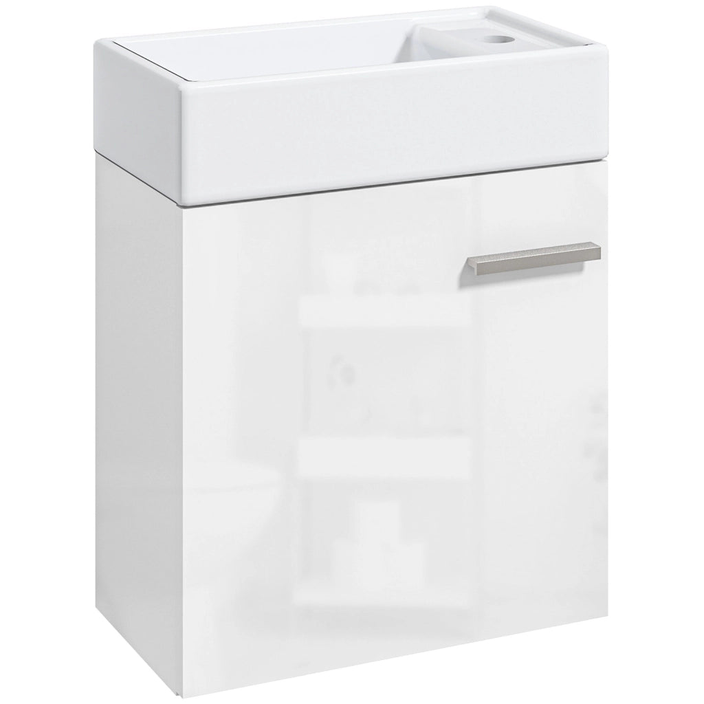 Mobile Bagno con Lavabo Sospeso e Anta ¨C Zephmum ¨C Bianco Lucido 40x23x50 cm