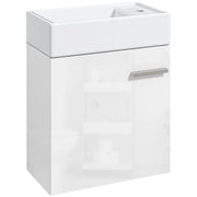 Mobile Bagno con Lavabo Sospeso e Anta ¨C Zephmum ¨C Bianco Lucido 40x23x50 cm