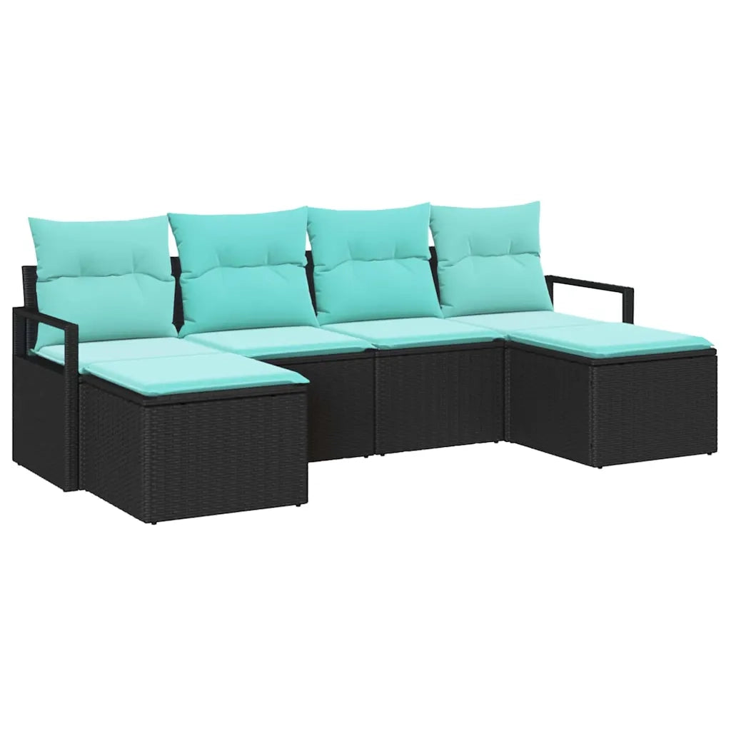 Set di divani 6 pcs Nero polyrattan