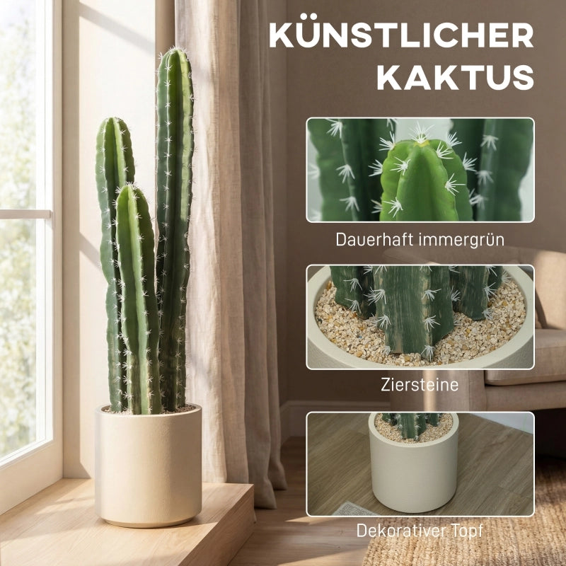 Pianta di cactus artificiale, grande, 95 cm, con vaso, sembra vera, per casa, ufficio, verde