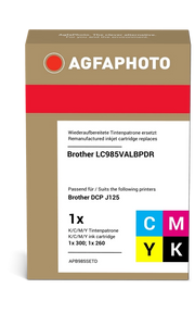 ORIGINAL Agfa Photo Multipack nero / ciano / magenta / giallo APB985SETD LC985BK,C,M,Y ~1080 Seiten Agfa Photo LC-985bk, LC-985c, LC-985m, LC-985y (LC985VALBPDR)
