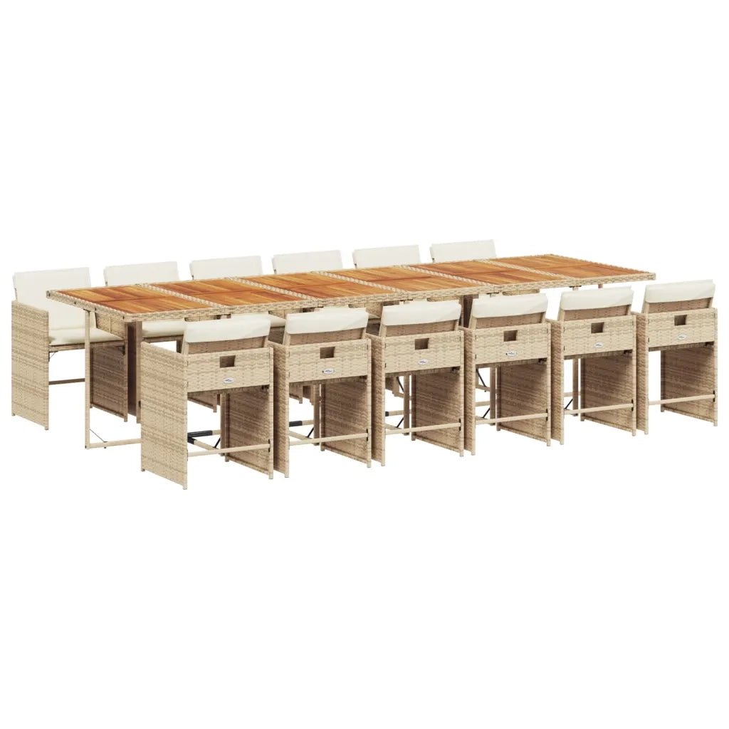 Set da Pranzo da Giardino 13 pz con Cuscini Beige in Polyrattan 3277899