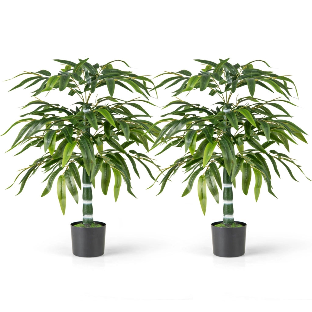 Set di 2 alberi di bamb¨´ artificiali da 100 cm rami regolabili, Alberi da pavimento finti per decorazione casa-Piante artificiali