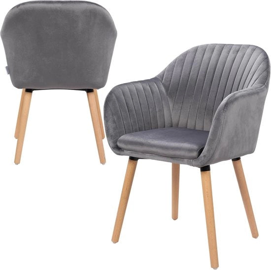 Set di 2 Sedie - Sedia da Cucina di Lusso - Sedie da Cucina - 2 sedie - Aspetto Moderno - Grigio - Velluto