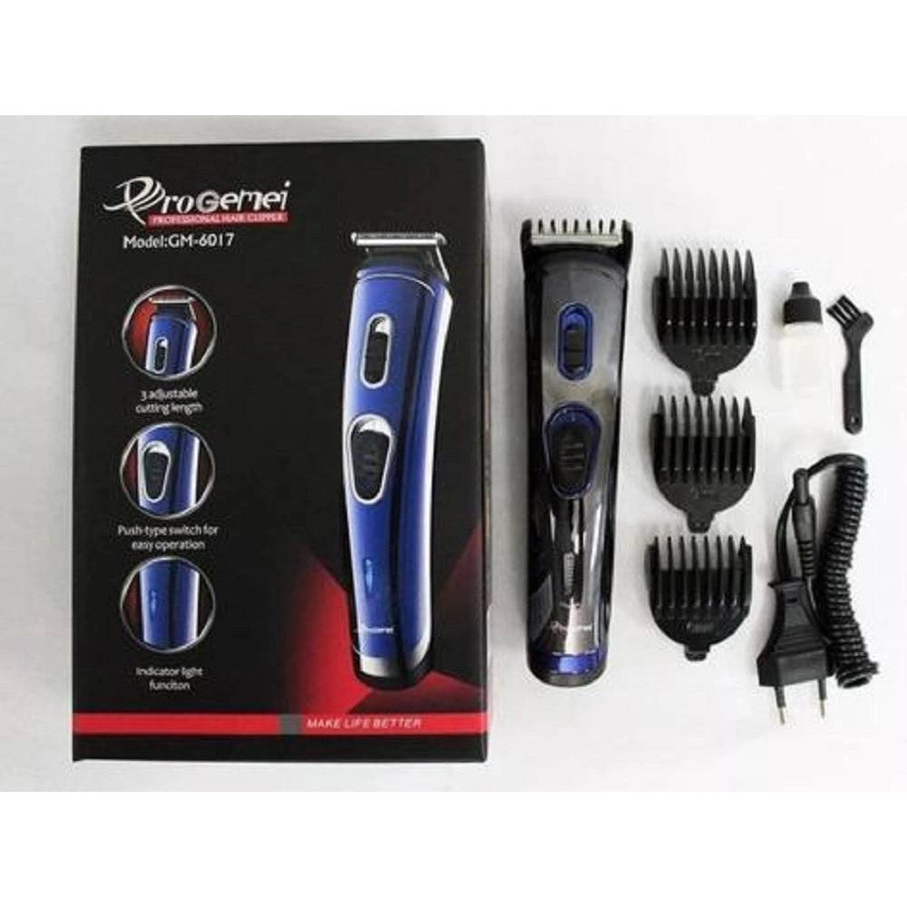 Trade Shop - Tagliacapelli Professionale Ricaricabile A Batteria Blu O Grigia Geemy Gm-6017 -