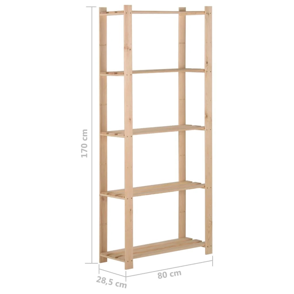 Scaffale portaoggetti a 5 ripiani 170 cm legno di pino massiccio 02_0000660