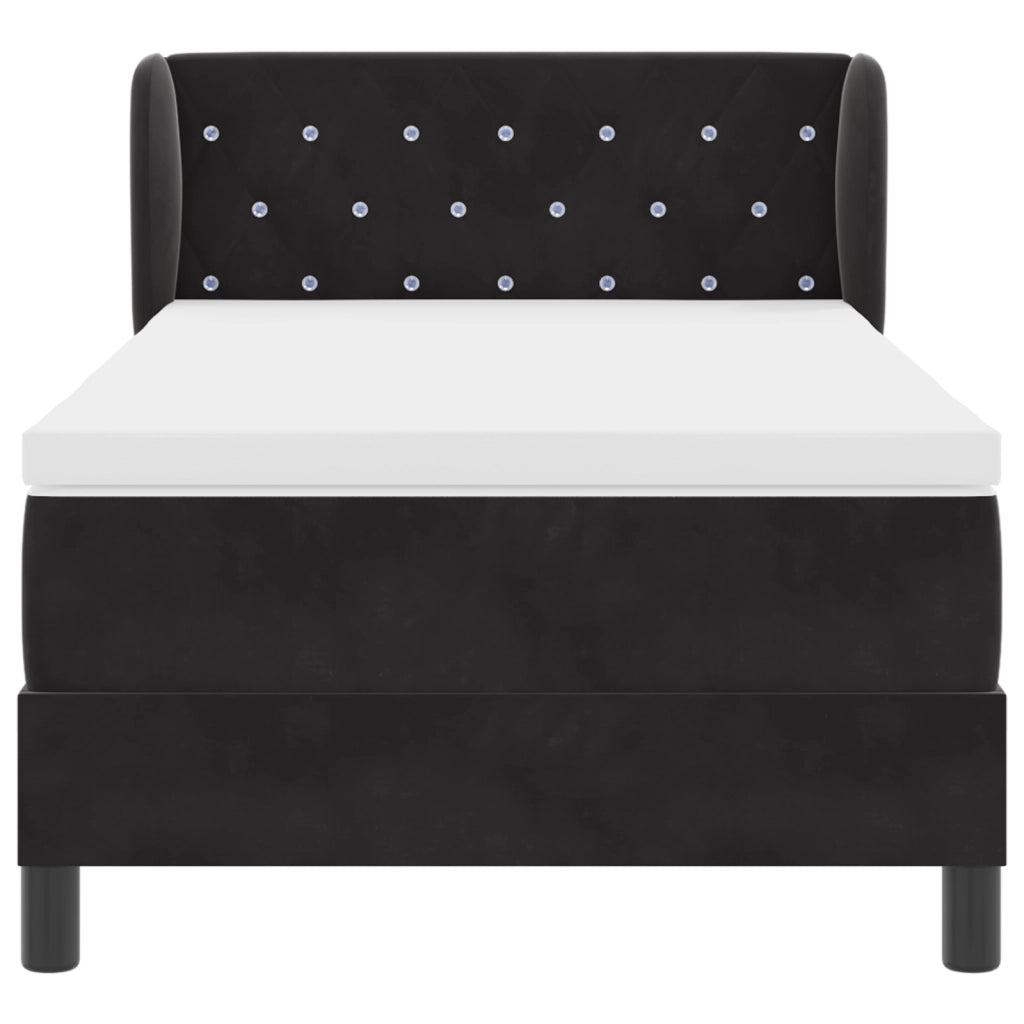 Letto Box Spring con Materasso Nero 90x200 cm Velluto