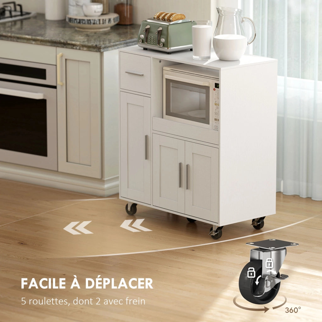 Tavolino da cucina con ruote e piano scorrevole ¨C zephmum ¨C 80x40x88,7 cm bianco