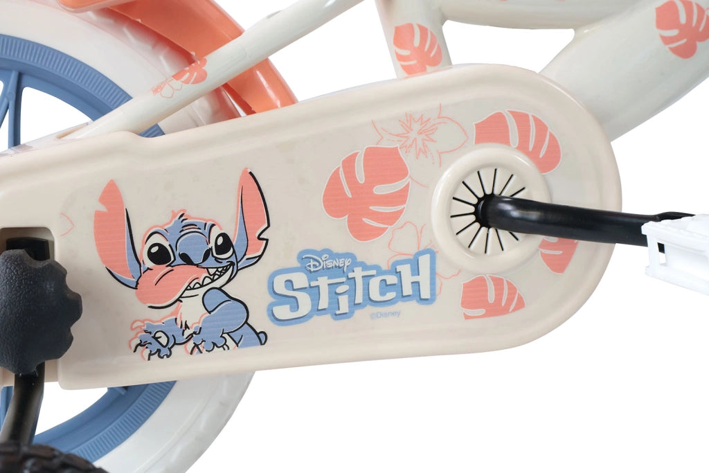 Bicicletta per Bambine 12" Disney Stitch Freni Caliper e Stabilizzatori in Acciaio Hi-Ten Beige