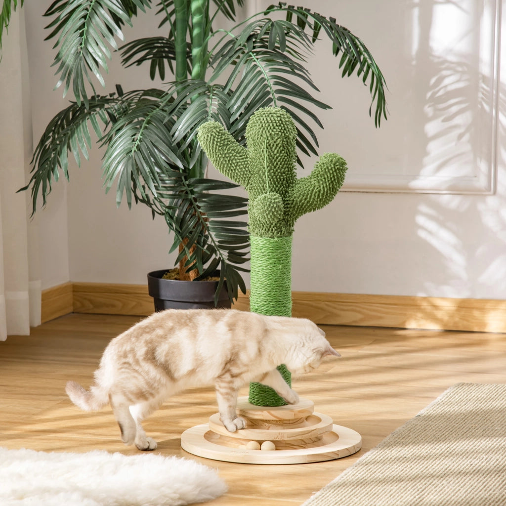 Arbre ¨¤ Chat Cactus con Sisal Naturale e Piattaforma ¨C zephmum ¨C Verde 32x60 cm