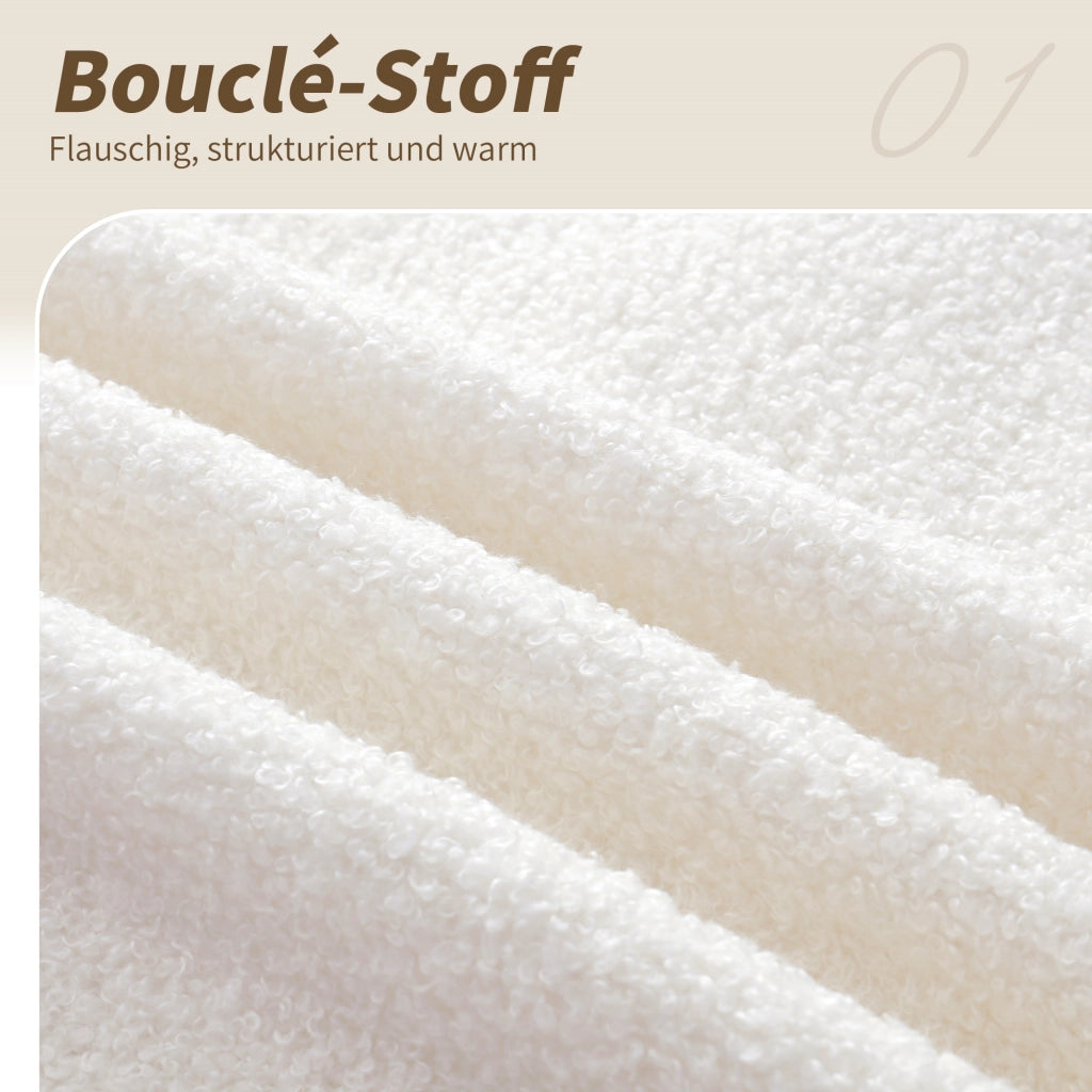 Letto per bambini 90 × 200 cm con contenitore idraulico e testiera imbottita, senza materasso, in bouclé beige