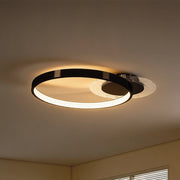 Plafoniera LED Moderna a 2 Anelli con Temperatura Colore Regolabile, Potenza 30W, Nero