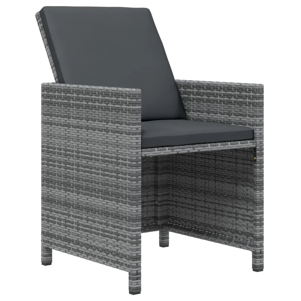 Set da Pranzo da Giardino 5 pz con Cuscini in Polyrattan Grigio 3095524