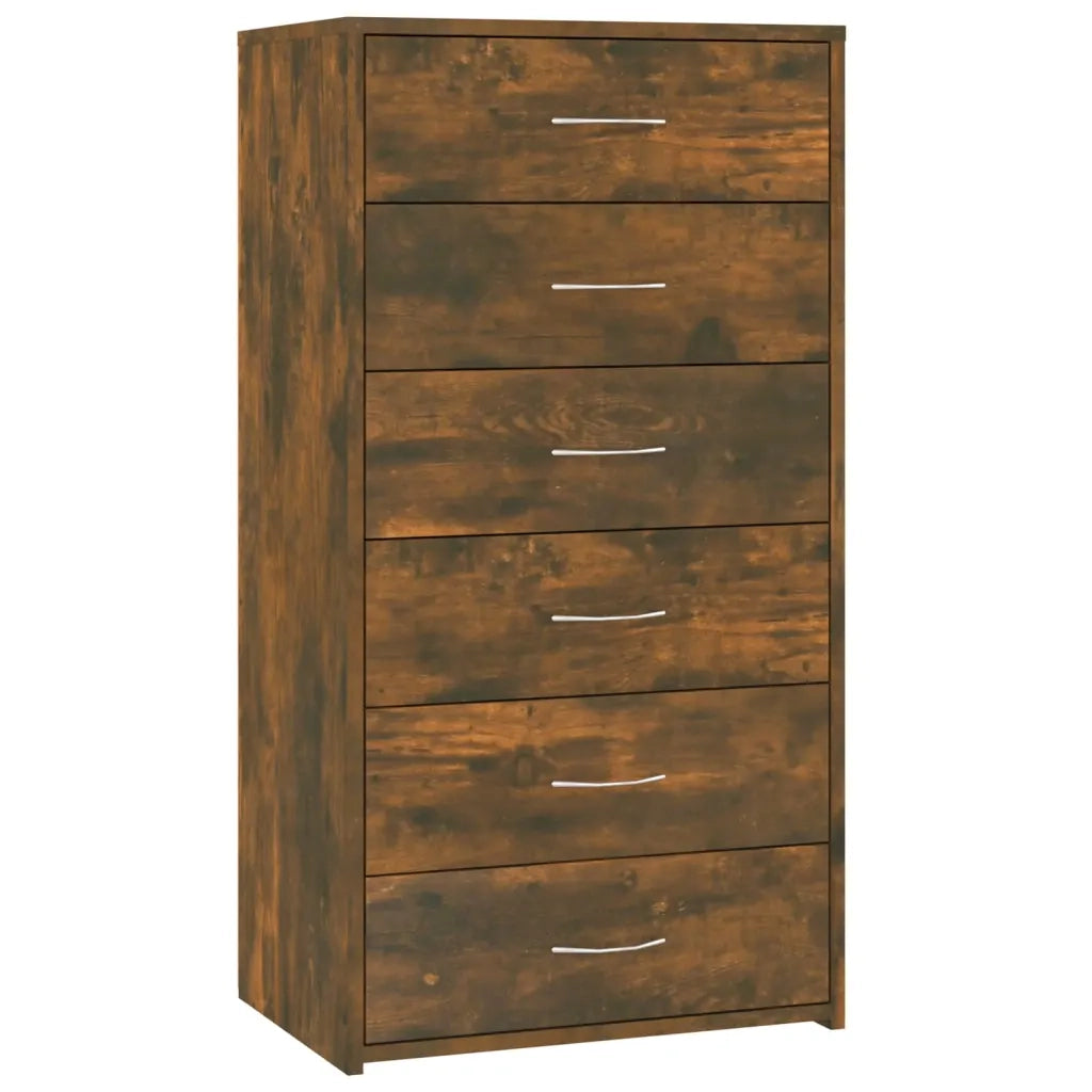 Credenza 6 Cassetti Rovere Fumo 50x34x96cm in Legno Multistrato 815363