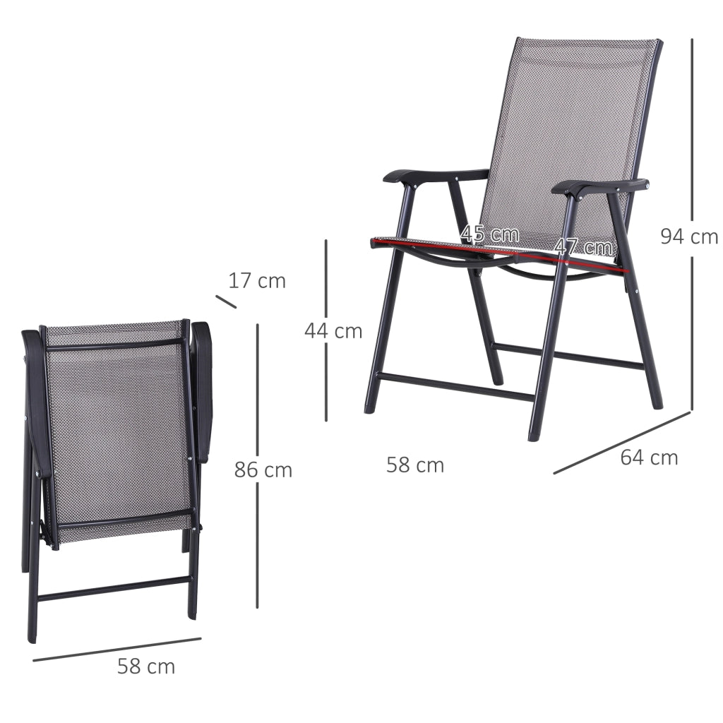 Sedia da campeggio set da 2 sedia pieghevole con braccioli in metallo grigia