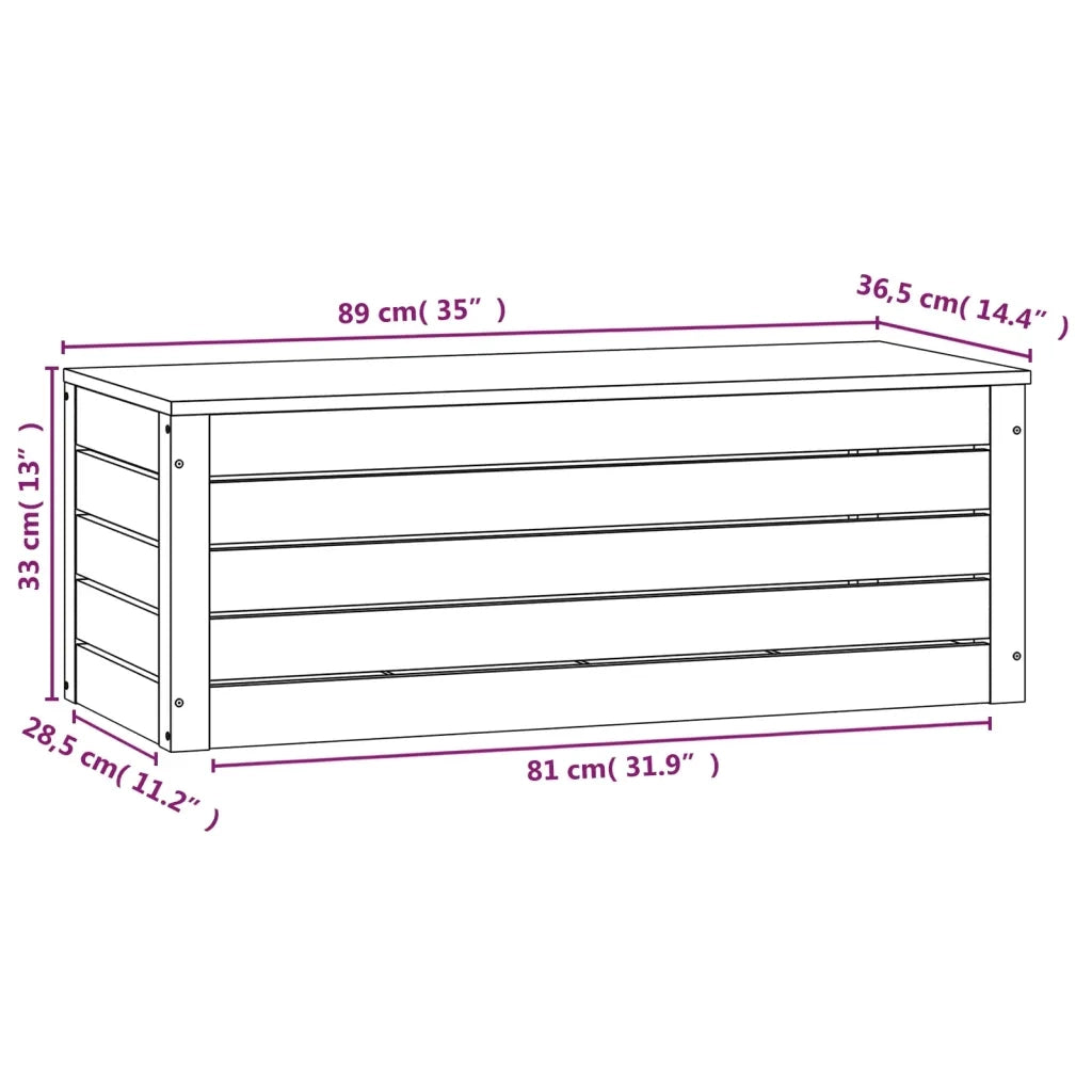 Contenitore Portaoggetti 89x36,5x33 cm Legno Massello Pino CFW3663960