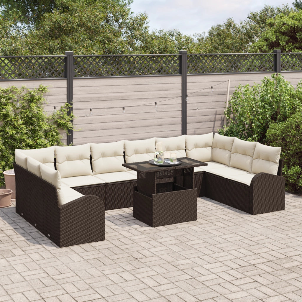 Set divano giardino  11 pezzi con cuscini Rattan marrone