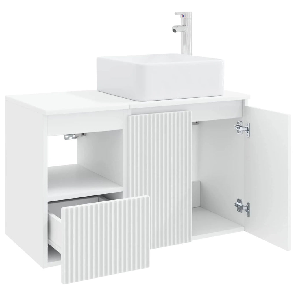 Set di mobili per il bagno 2 pz Bianco Legno ingegnerizzato 3404044